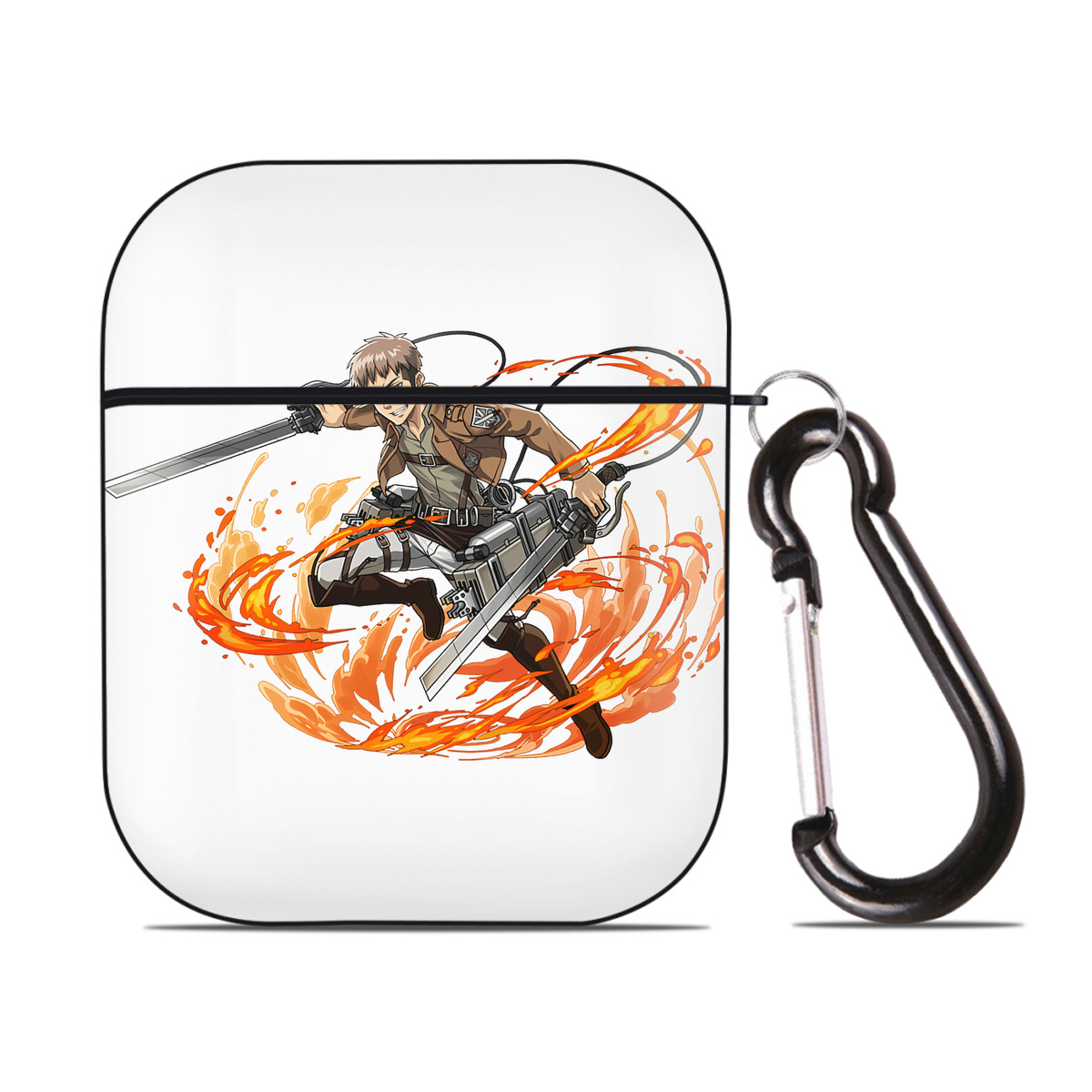 （画像用） 進撃の巨人 ジャン・キルシュタイン Attack on Titan Jean Kirstein AirPods 第2世代保護ケース ハードシェル ブラック 耐衝撃・防指紋・カラビナ付き