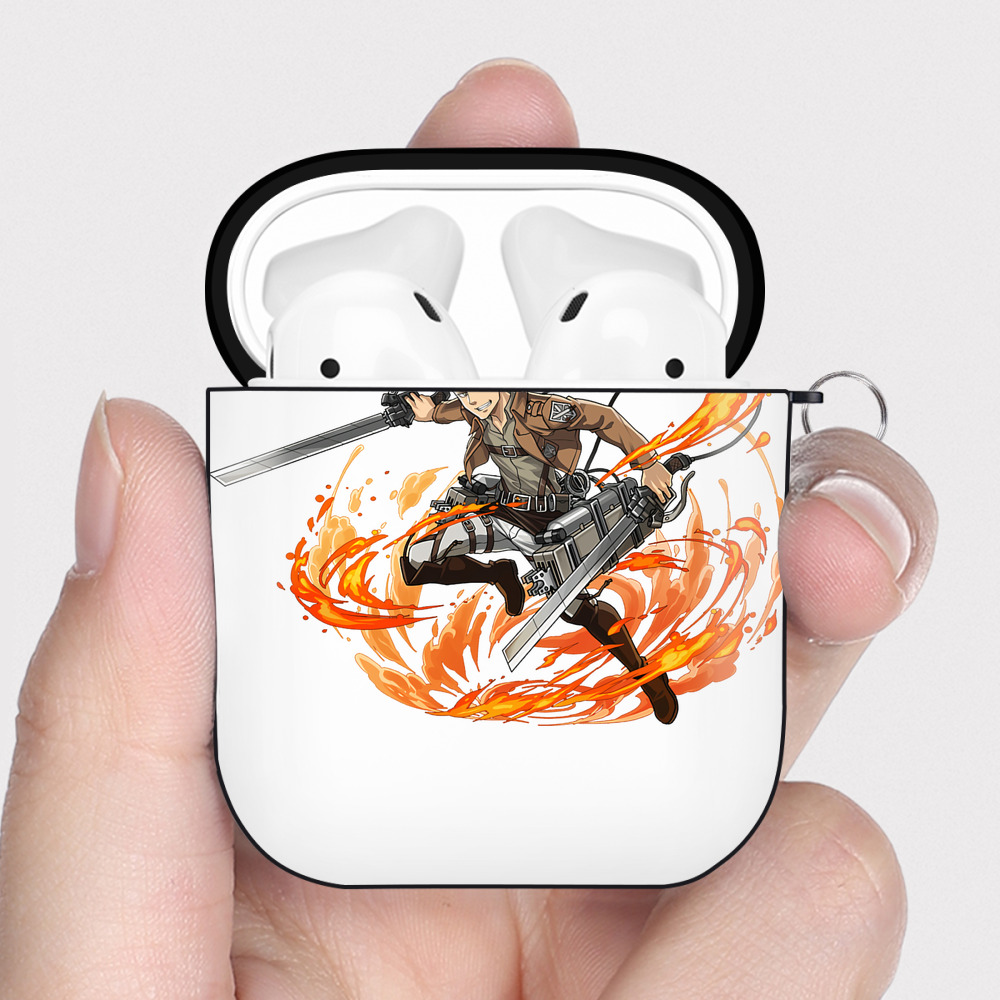 （画像用） 進撃の巨人 ジャン・キルシュタイン Attack on Titan Jean Kirstein AirPods 第2世代保護ケース ハードシェル ブラック 耐衝撃・防指紋・カラビナ付き