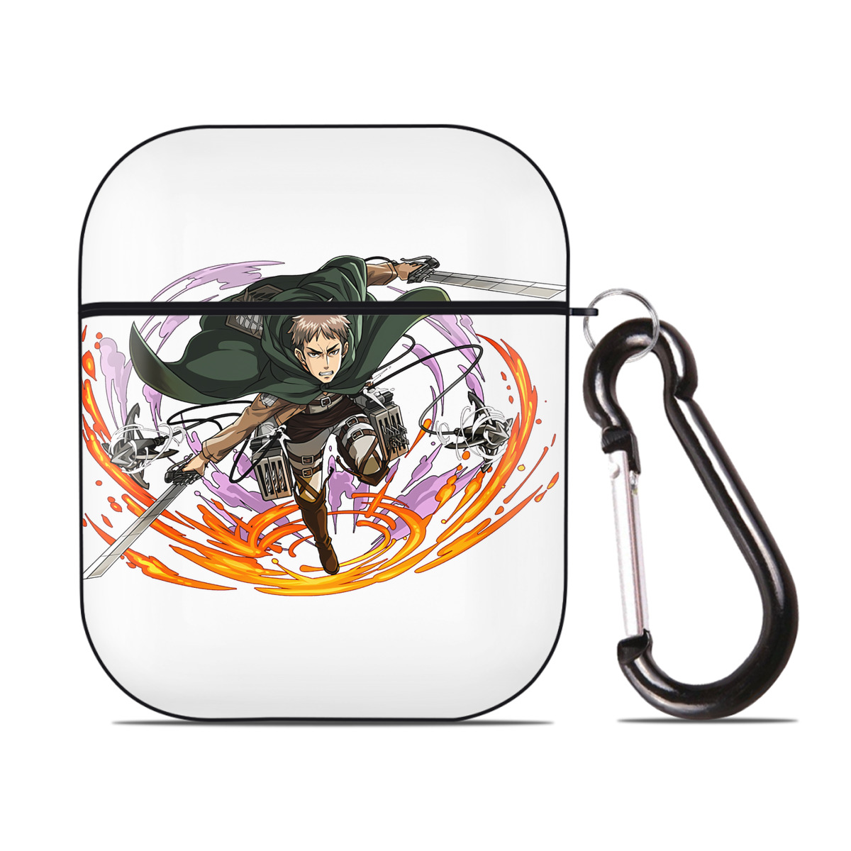 （画像用） 進撃の巨人 ジャン・キルシュタイン Attack on Titan Jean Kirstein AirPods 第2世代保護ケース ハードシェル ブラック 耐衝撃・防指紋・カラビナ付き
