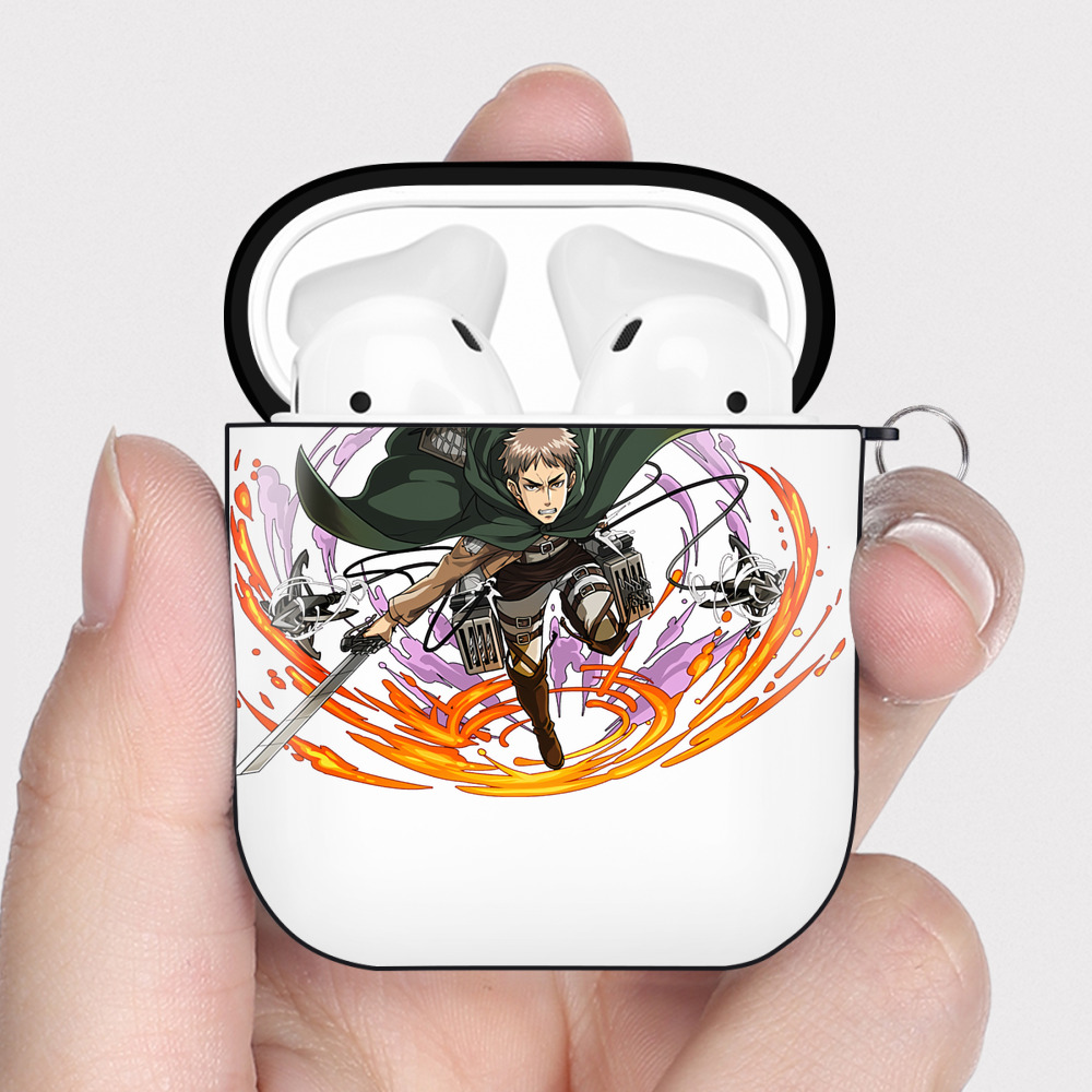 （画像用） 進撃の巨人 ジャン・キルシュタイン Attack on Titan Jean Kirstein AirPods 第2世代保護ケース ハードシェル ブラック 耐衝撃・防指紋・カラビナ付き
