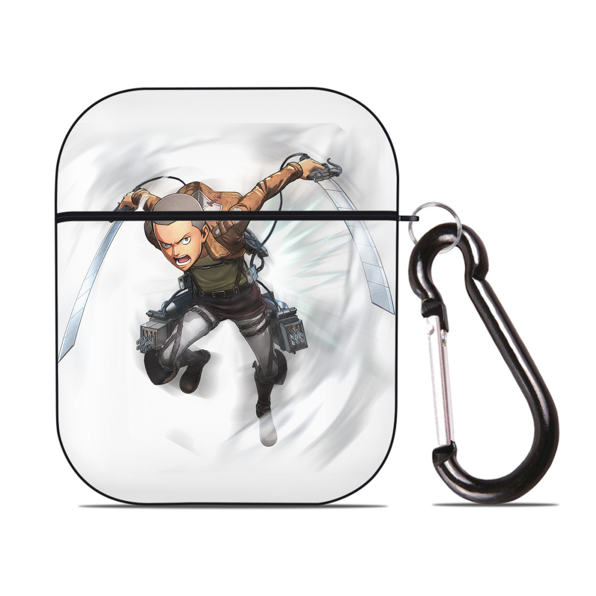 （画像用） 進撃の巨人 コニー·スプリンガー Attack on Titan Connie Springer AirPods 第2世代保護ケース ハードシェル ブラック 耐衝撃・防指紋・カラビナ付き