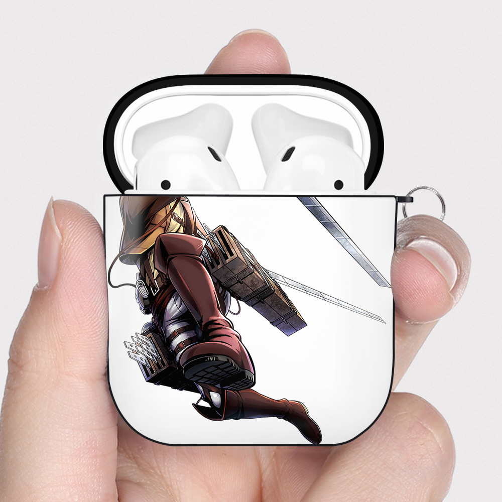 （画像用） 進撃の巨人 コニー·スプリンガー Attack on Titan Connie Springer AirPods 第2世代保護ケース ハードシェル ブラック 耐衝撃・防指紋・カラビナ付き