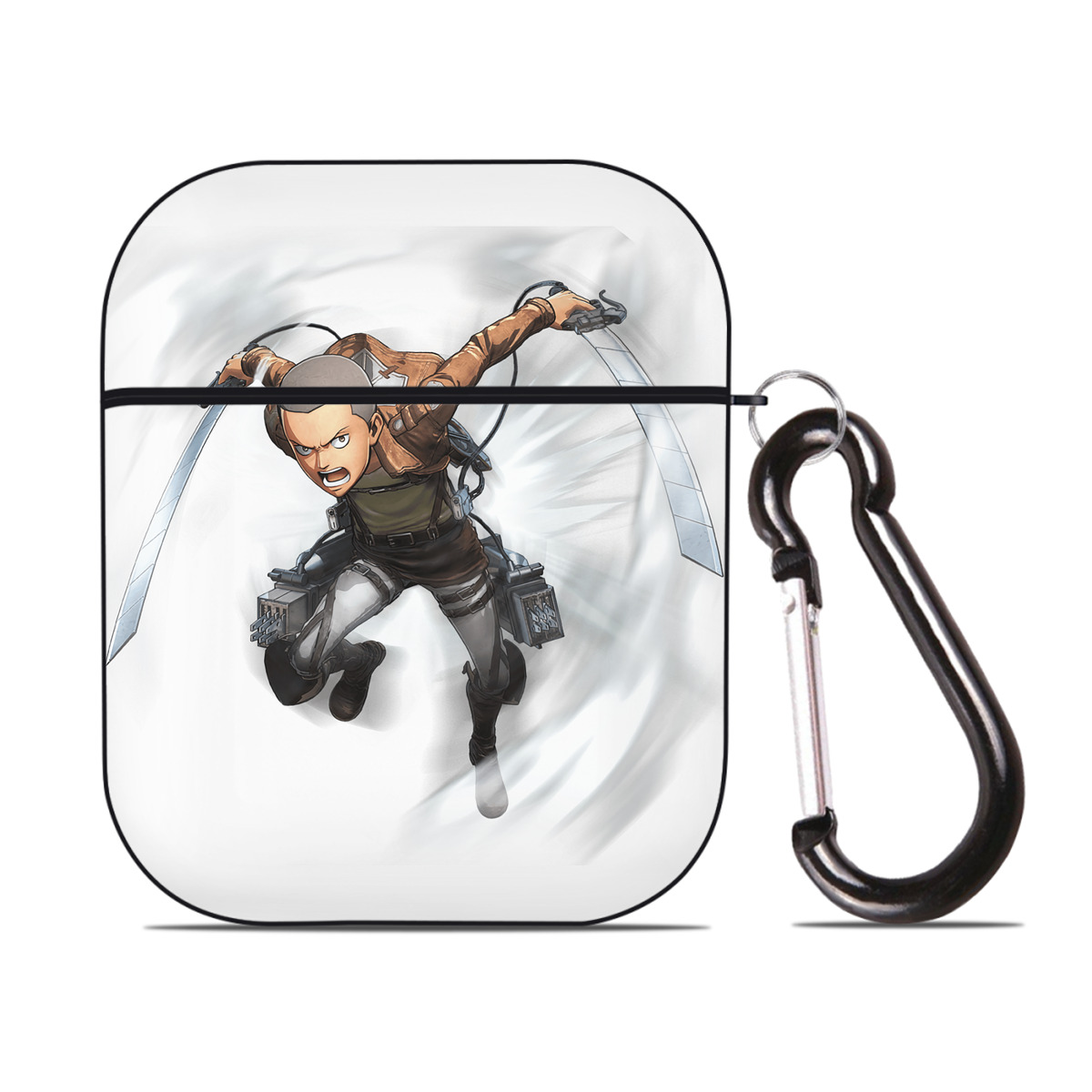 （画像用） 進撃の巨人 コニー·スプリンガー Attack on Titan Connie Springer AirPods 第2世代保護ケース ハードシェル ブラック 耐衝撃・防指紋・カラビナ付き