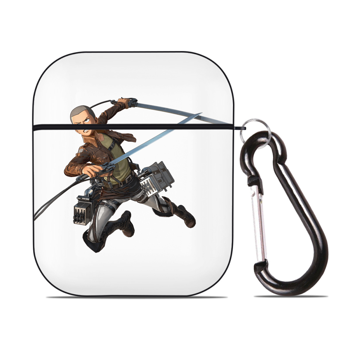 （画像用） 進撃の巨人 コニー·スプリンガー Attack on Titan Connie Springer AirPods 第2世代保護ケース ハードシェル ブラック 耐衝撃・防指紋・カラビナ付き