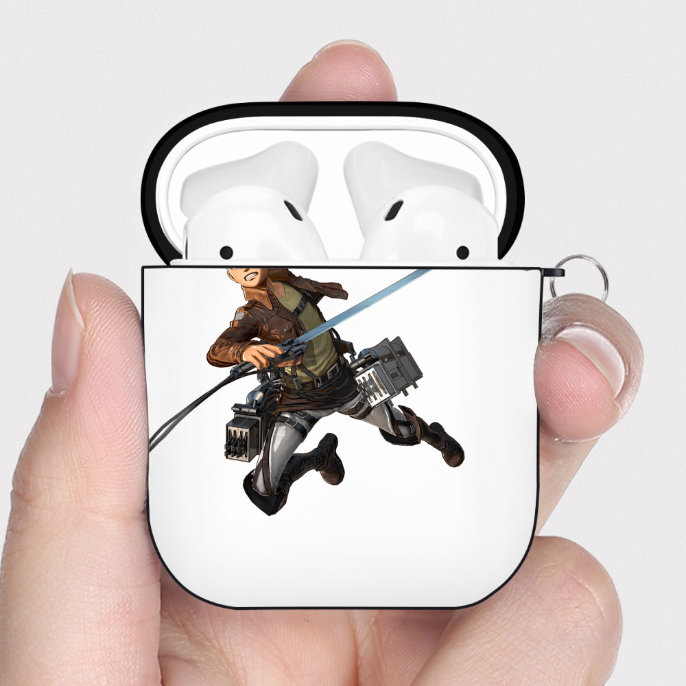 （画像用） 進撃の巨人 コニー·スプリンガー Attack on Titan Connie Springer AirPods 第2世代保護ケース ハードシェル ブラック 耐衝撃・防指紋・カラビナ付き