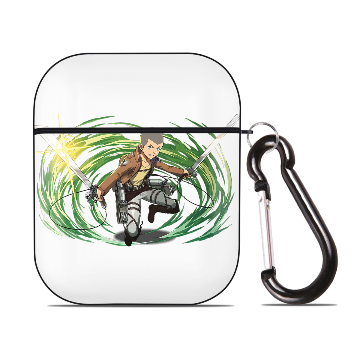 （画像用） 進撃の巨人 コニー·スプリンガー Attack on Titan Connie Springer AirPods 第2世代保護ケース ハードシェル ブラック 耐衝撃・防指紋・カラビナ付き