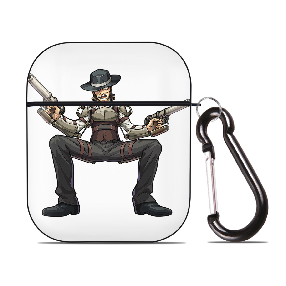 （画像用） 進撃の巨人 ケニー·アッカーマン Attack on Titan Kenny Ackerman AirPods 第2世代保護ケース ハードシェル ブラック 耐衝撃・防指紋・カラビナ付き