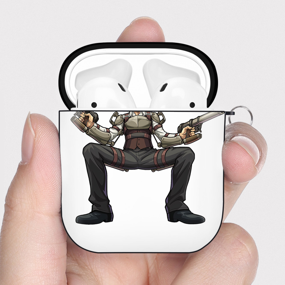 （画像用） 進撃の巨人 ケニー·アッカーマン Attack on Titan Kenny Ackerman AirPods 第2世代保護ケース ハードシェル ブラック 耐衝撃・防指紋・カラビナ付き