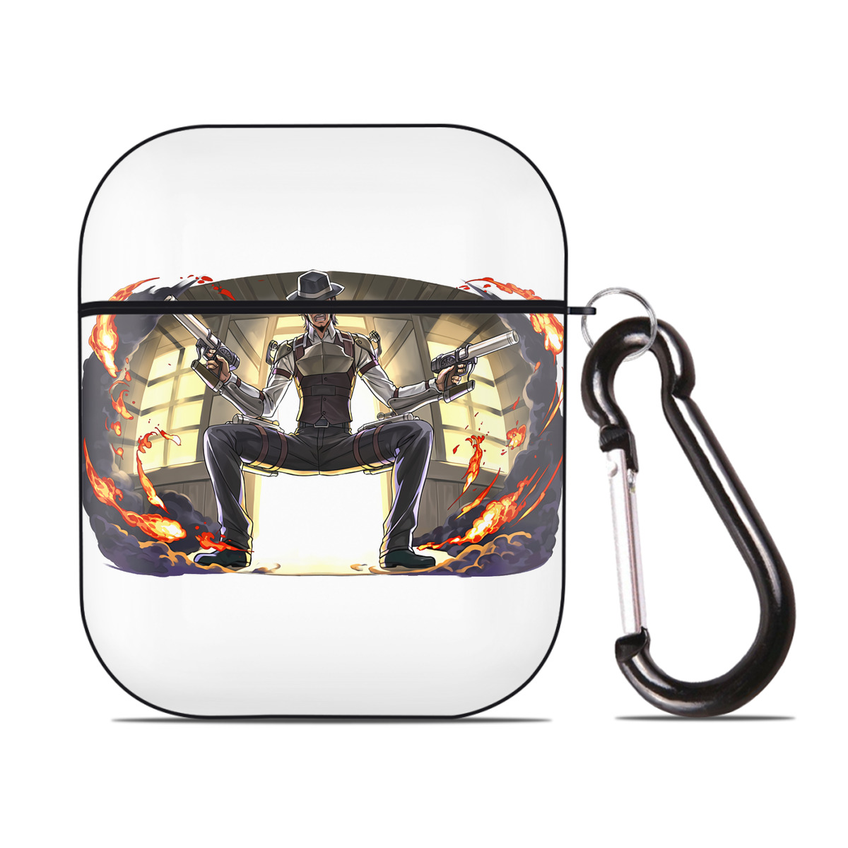 （画像用） 進撃の巨人 ケニー·アッカーマン Attack on Titan Kenny Ackerman AirPods 第2世代保護ケース ハードシェル ブラック 耐衝撃・防指紋・カラビナ付き