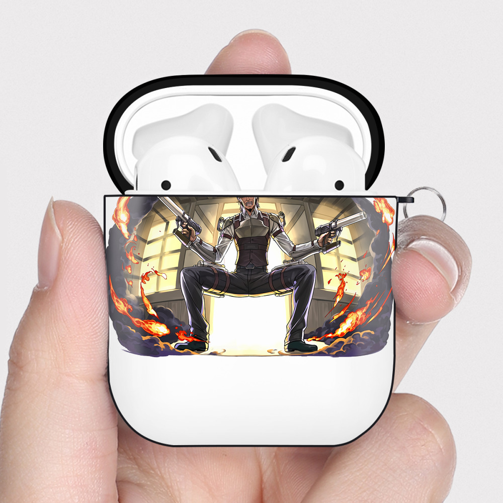（画像用） 進撃の巨人 ケニー·アッカーマン Attack on Titan Kenny Ackerman AirPods 第2世代保護ケース ハードシェル ブラック 耐衝撃・防指紋・カラビナ付き
