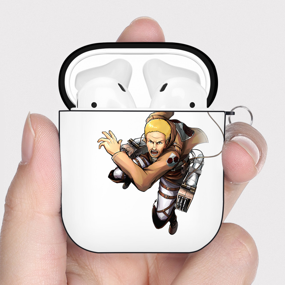 （画像用） 進撃の巨人 ハンネス Attack on Titan Hannes AirPods 第2世代保護ケース ハードシェル ブラック 耐衝撃・防指紋・カラビナ付き