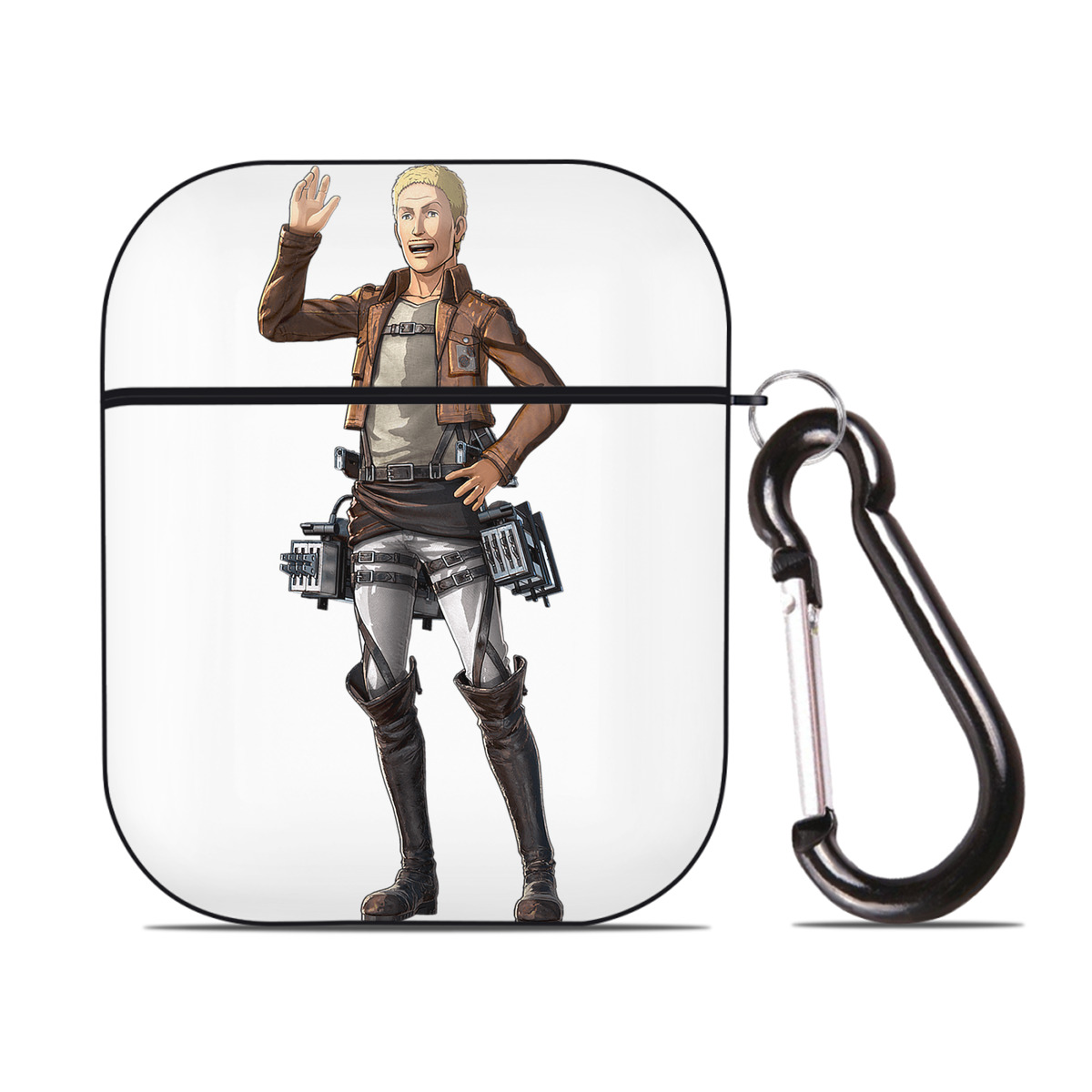 （画像用） 進撃の巨人 ハンネス Attack on Titan Hannes AirPods 第2世代保護ケース ハードシェル ブラック 耐衝撃・防指紋・カラビナ付き