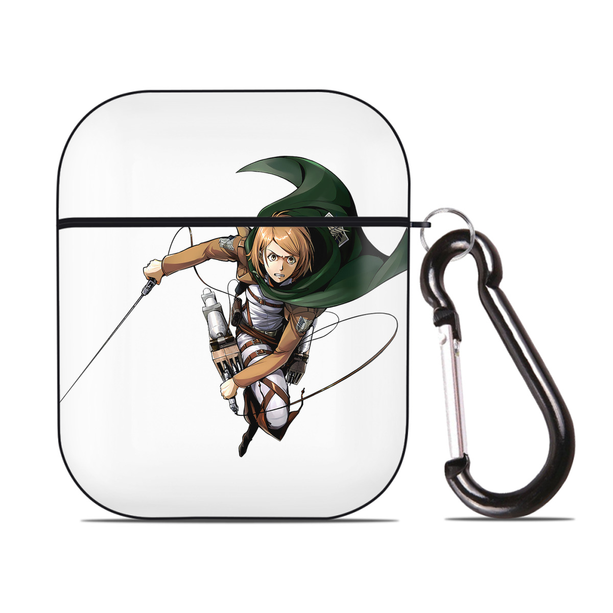 （画像用） 進撃の巨人 ペトラ·ラル Attack on Titan Petra Rall AirPods 第2世代保護ケース ハードシェル ブラック 耐衝撃・防指紋・カラビナ付き