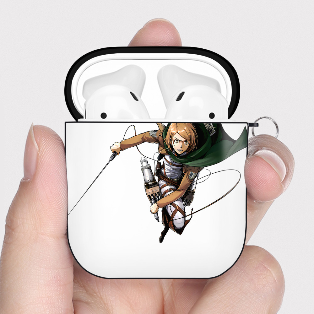 （画像用） 進撃の巨人 ペトラ·ラル Attack on Titan Petra Rall AirPods 第2世代保護ケース ハードシェル ブラック 耐衝撃・防指紋・カラビナ付き