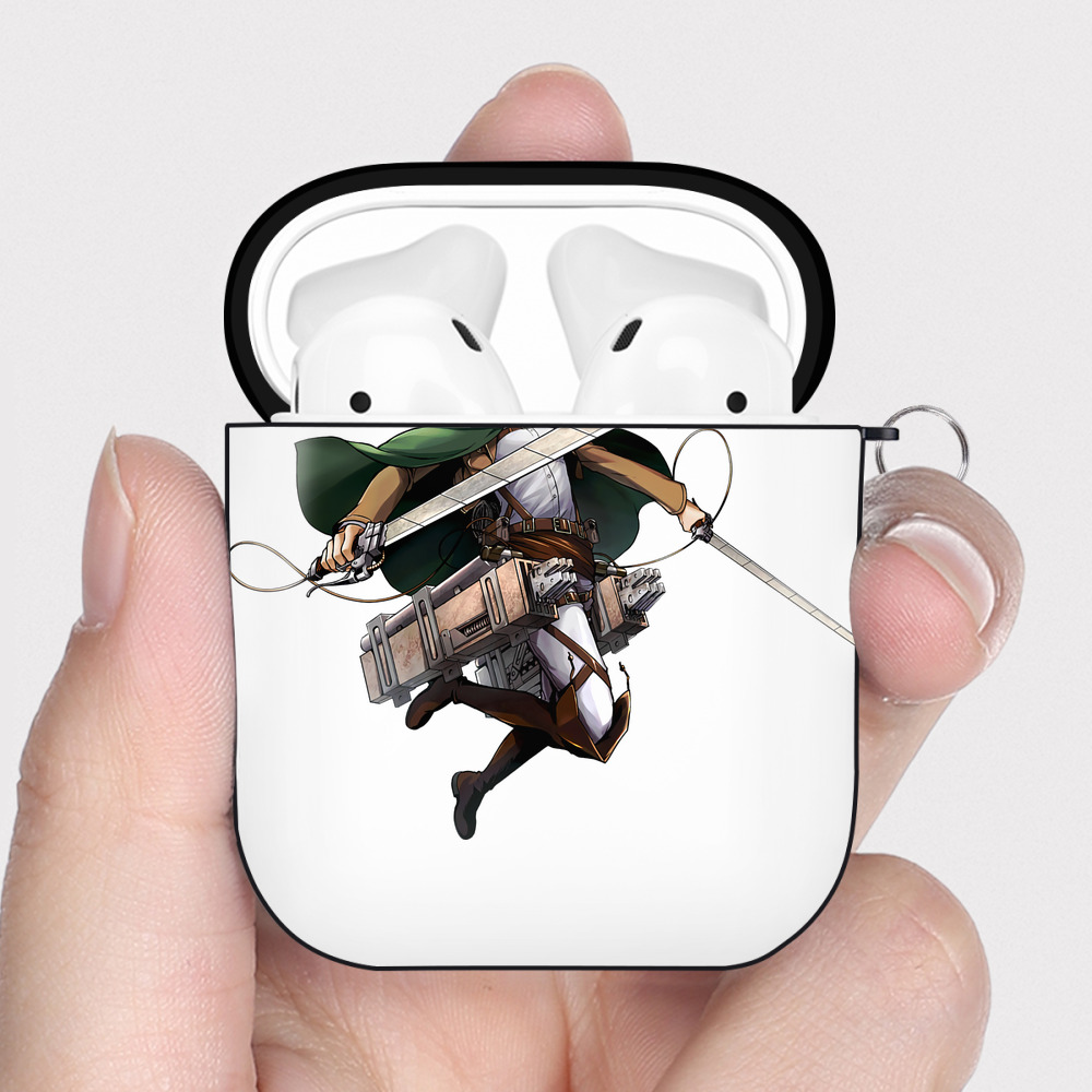 （画像用） 進撃の巨人 ペトラ·ラル Attack on Titan Petra Rall AirPods 第2世代保護ケース ハードシェル ブラック 耐衝撃・防指紋・カラビナ付き