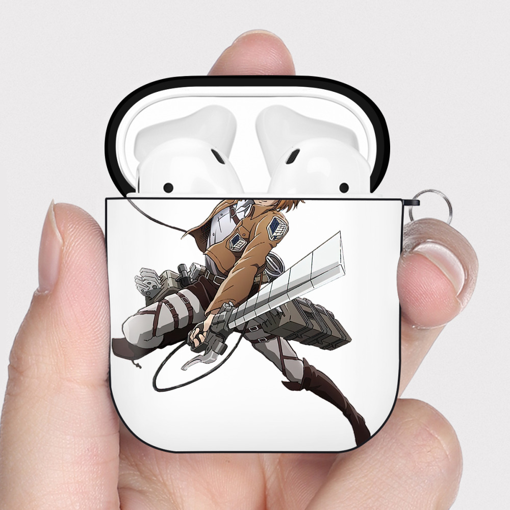 （画像用） 進撃の巨人 ペトラ·ラル Attack on Titan Petra Rall AirPods 第2世代保護ケース ハードシェル ブラック 耐衝撃・防指紋・カラビナ付き