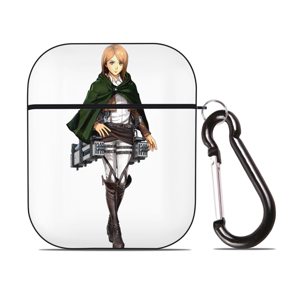 （画像用） 進撃の巨人 ペトラ·ラル Attack on Titan Petra Rall AirPods 第2世代保護ケース ハードシェル ブラック 耐衝撃・防指紋・カラビナ付き