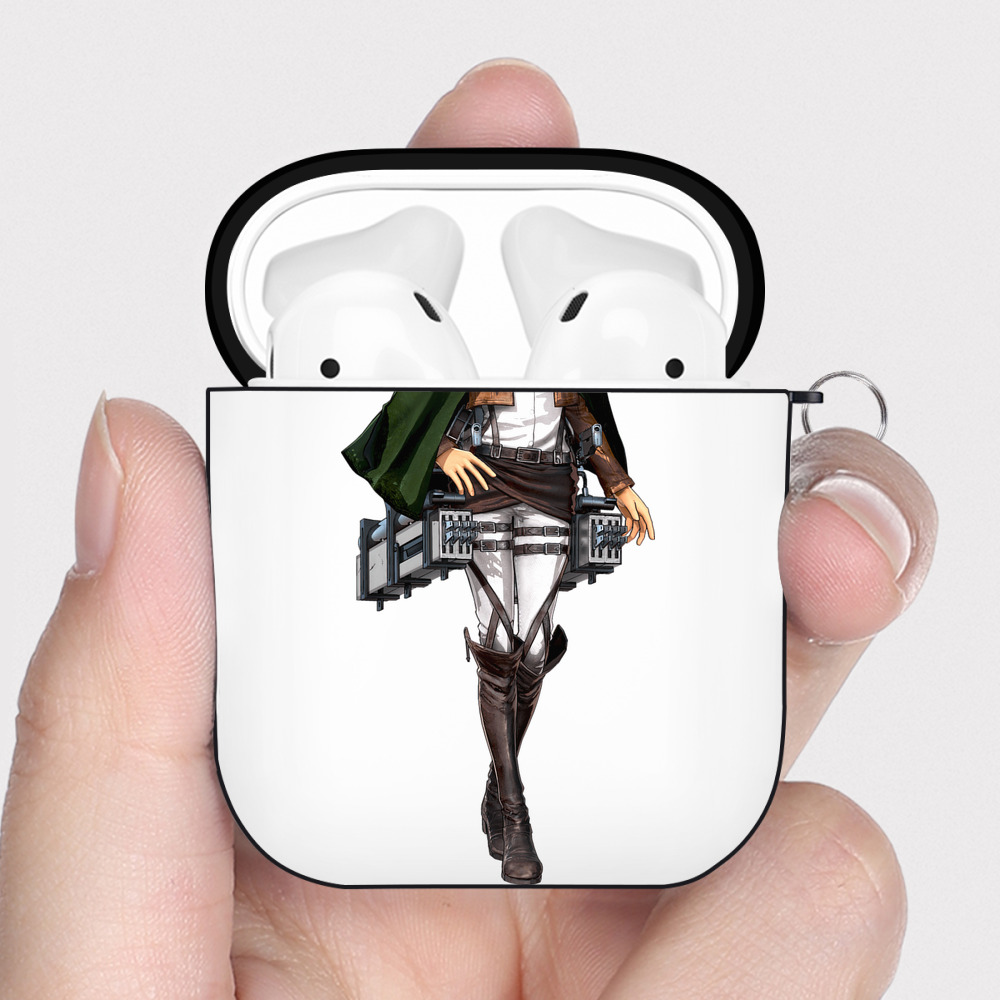 （画像用） 進撃の巨人 ペトラ·ラル Attack on Titan Petra Rall AirPods 第2世代保護ケース ハードシェル ブラック 耐衝撃・防指紋・カラビナ付き