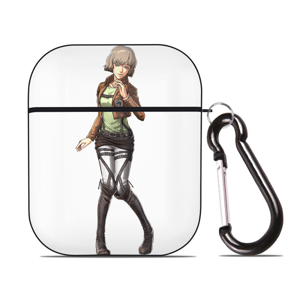 （画像用） 進撃の巨人 ヒツチ Attack on Titan Hitch AirPods 第2世代保護ケース ハードシェル ブラック 耐衝撃・防指紋・カラビナ付き