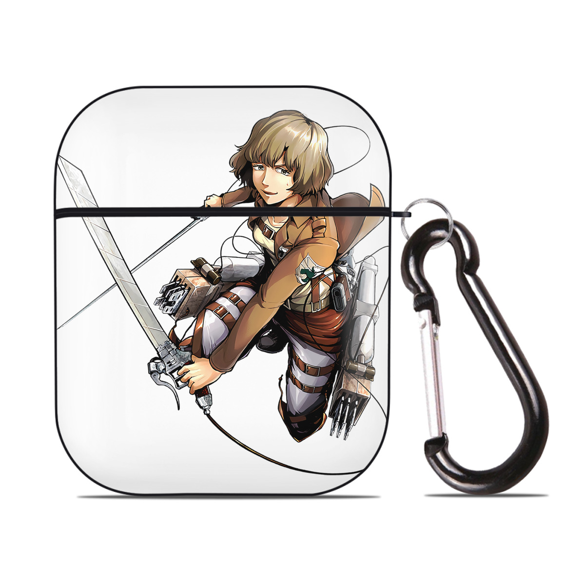 （画像用） 進撃の巨人 ヒツチ Attack on Titan Hitch AirPods 第2世代保護ケース ハードシェル ブラック 耐衝撃・防指紋・カラビナ付き