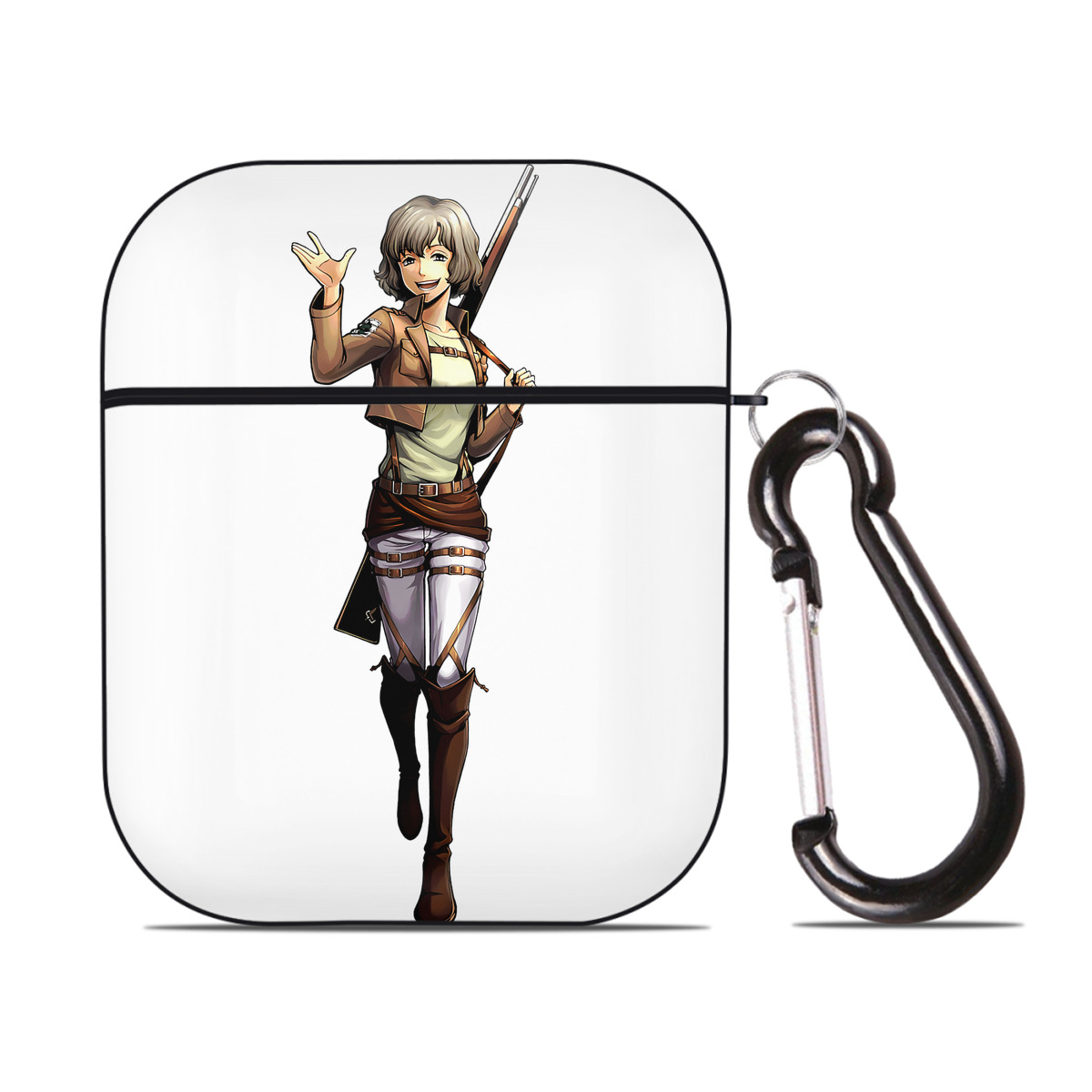 （画像用） 進撃の巨人 ヒツチ Attack on Titan Hitch AirPods 第2世代保護ケース ハードシェル ブラック 耐衝撃・防指紋・カラビナ付き