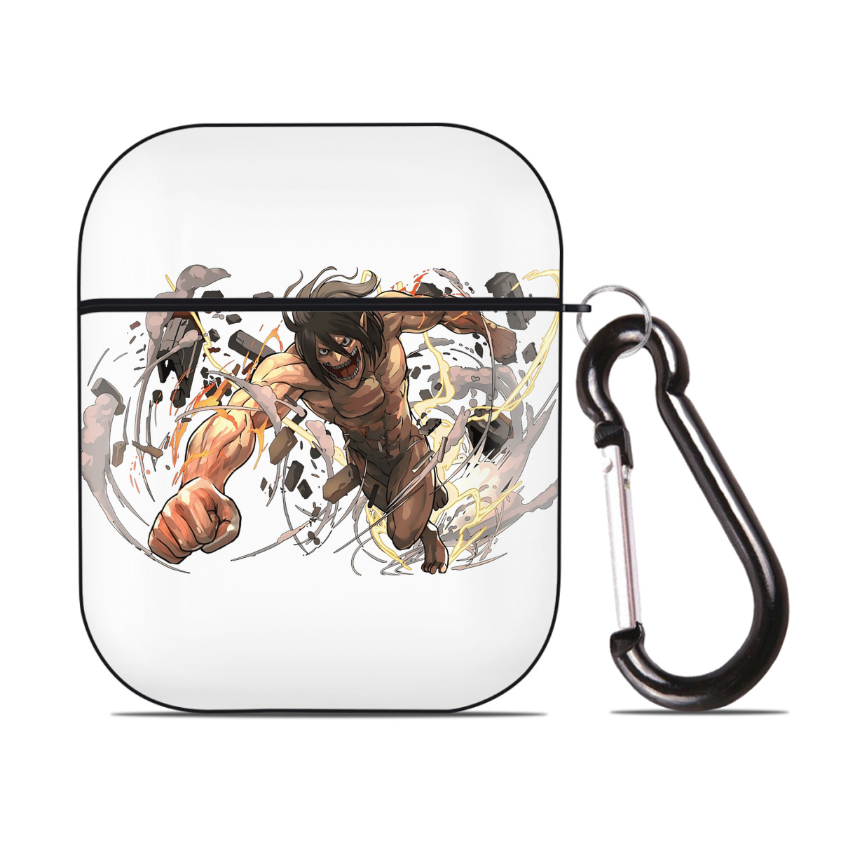 （画像用） 進撃の巨人 Attack on Titan AirPods 第2世代保護ケース ハードシェル ブラック 耐衝撃・防指紋・カラビナ付き