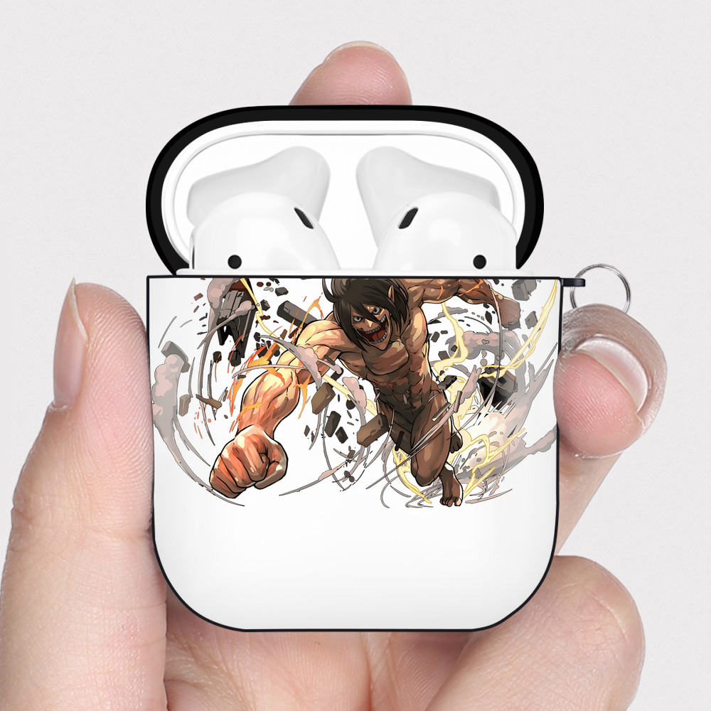 （画像用） 進撃の巨人 Attack on Titan AirPods 第2世代保護ケース ハードシェル ブラック 耐衝撃・防指紋・カラビナ付き