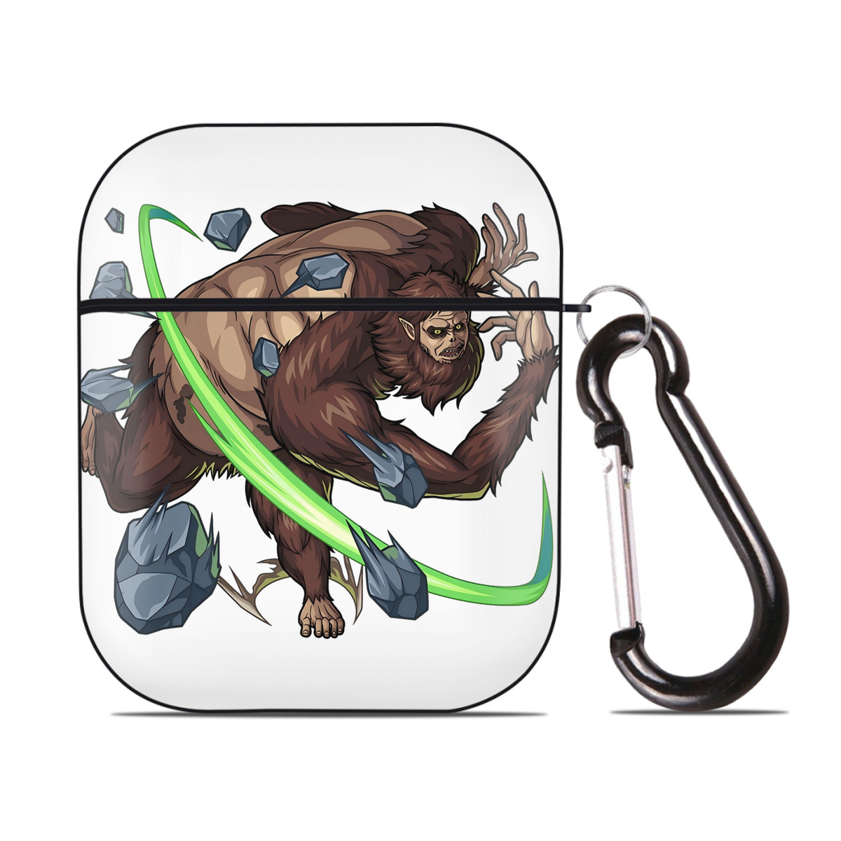 （画像用） 進撃の巨人 Attack on Titan AirPods 第2世代保護ケース ハードシェル ブラック 耐衝撃・防指紋・カラビナ付き