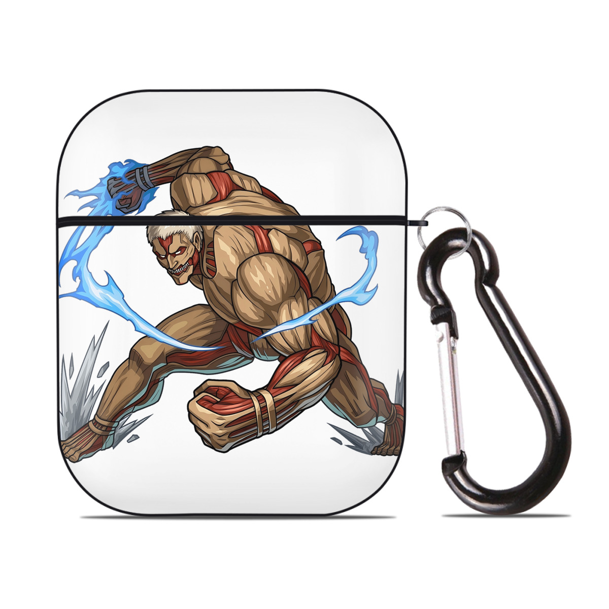 （画像用） 進撃の巨人 Attack on Titan AirPods 第2世代保護ケース ハードシェル ブラック 耐衝撃・防指紋・カラビナ付き