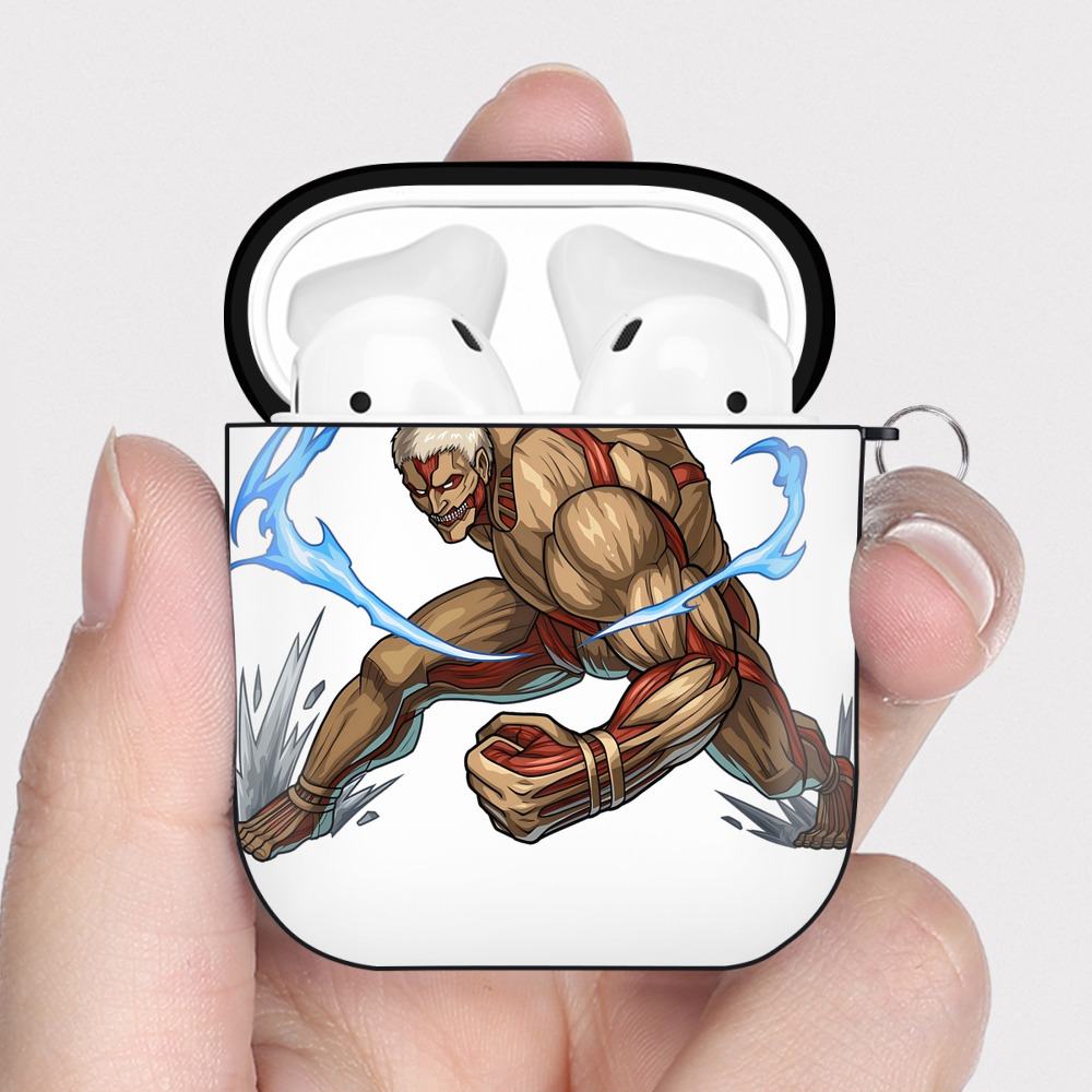 （画像用） 進撃の巨人 Attack on Titan AirPods 第2世代保護ケース ハードシェル ブラック 耐衝撃・防指紋・カラビナ付き