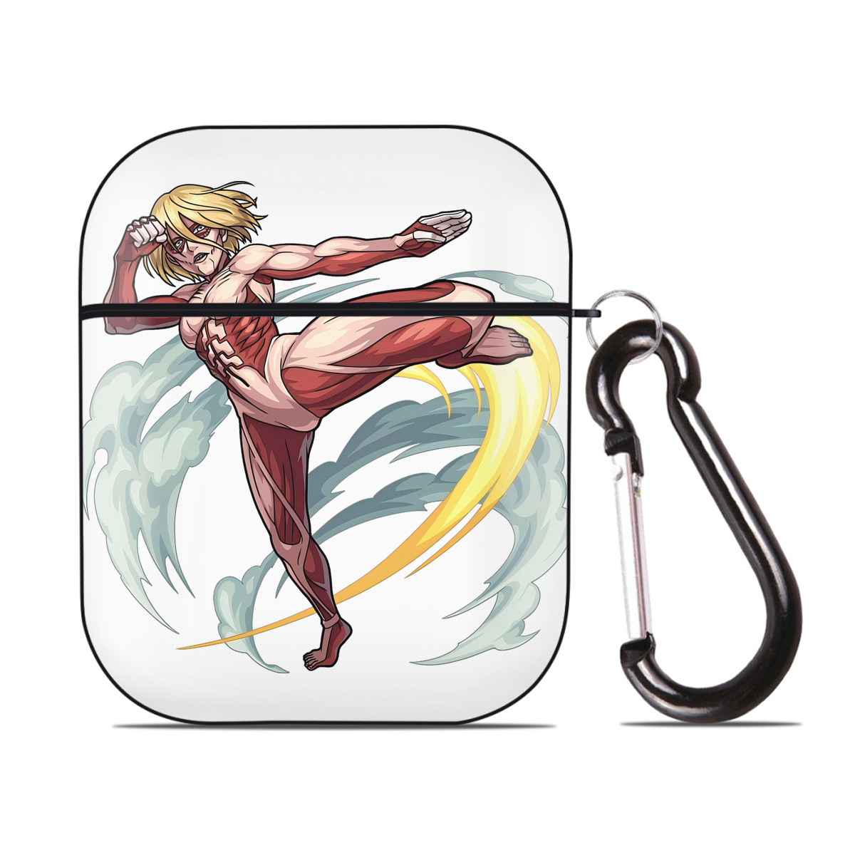 （画像用） 進撃の巨人 Attack on Titan AirPods 第2世代保護ケース ハードシェル ブラック 耐衝撃・防指紋・カラビナ付き