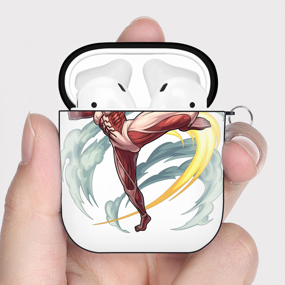 （画像用） 進撃の巨人 Attack on Titan AirPods 第2世代保護ケース ハードシェル ブラック 耐衝撃・防指紋・カラビナ付き