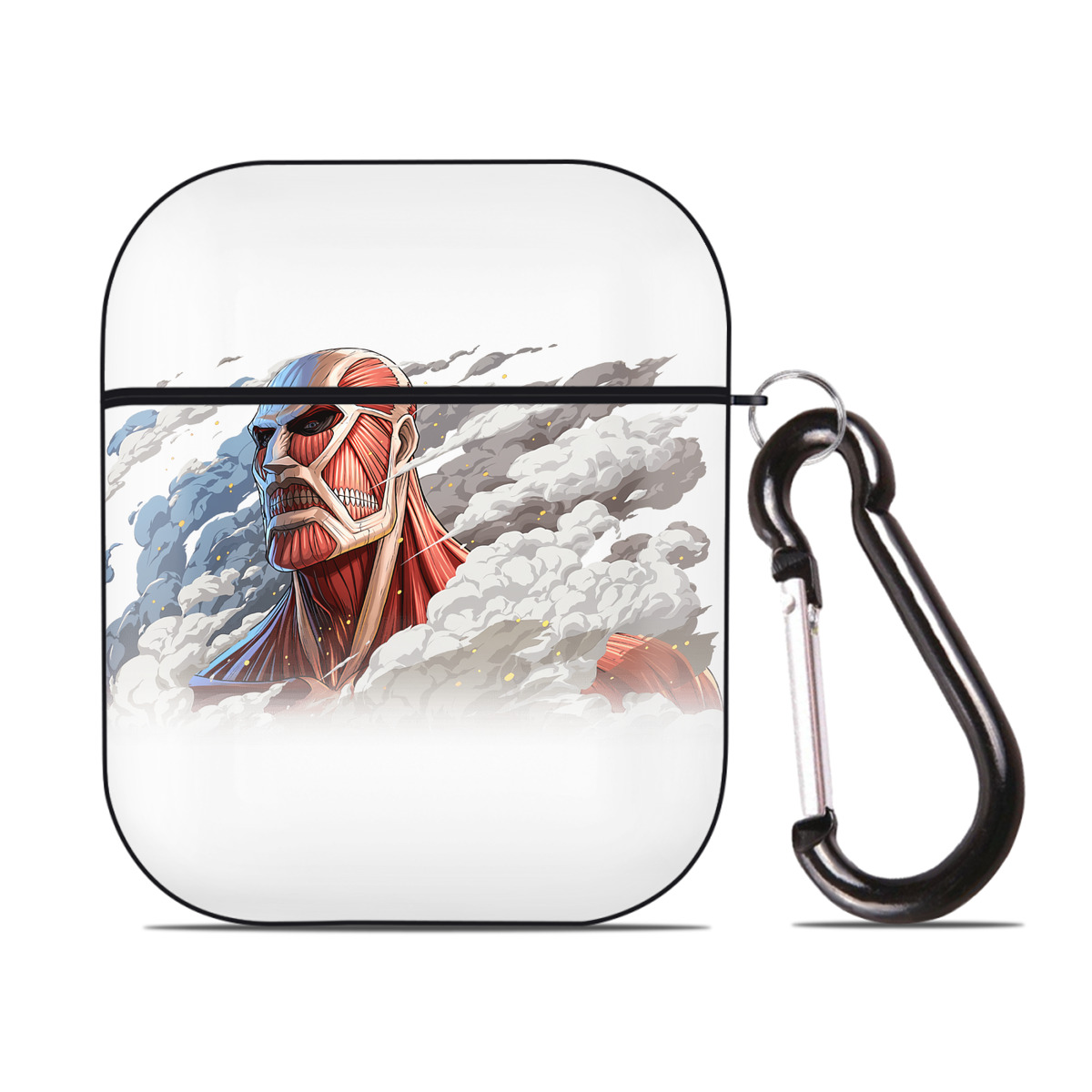 （画像用） 進撃の巨人 Attack on Titan AirPods 第2世代保護ケース ハードシェル ブラック 耐衝撃・防指紋・カラビナ付き