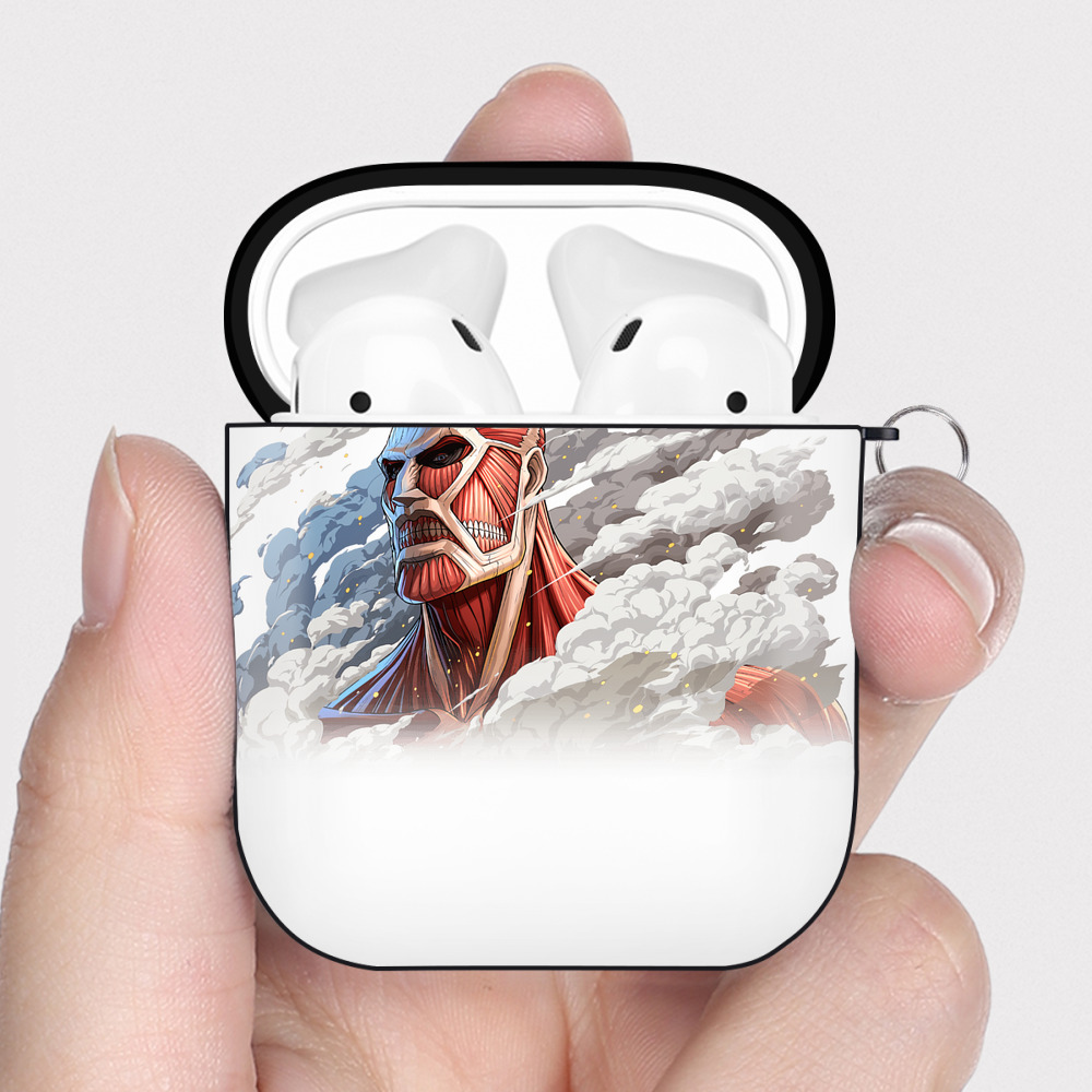 （画像用） 進撃の巨人 Attack on Titan AirPods 第2世代保護ケース ハードシェル ブラック 耐衝撃・防指紋・カラビナ付き