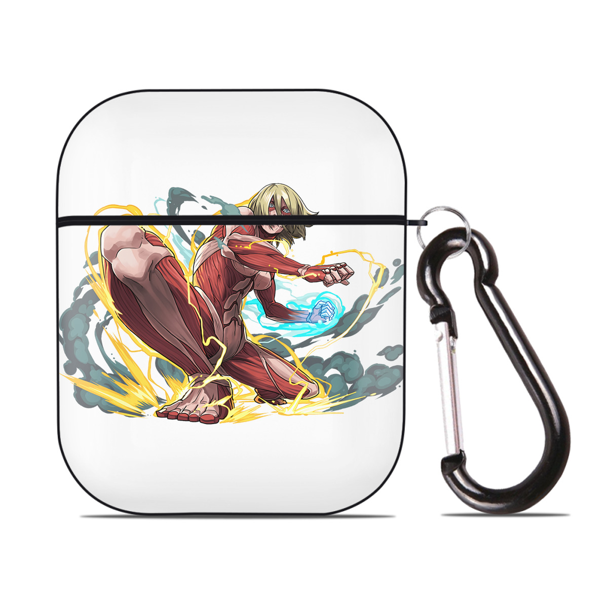 （画像用） 進撃の巨人 Attack on Titan AirPods 第2世代保護ケース ハードシェル ブラック 耐衝撃・防指紋・カラビナ付き