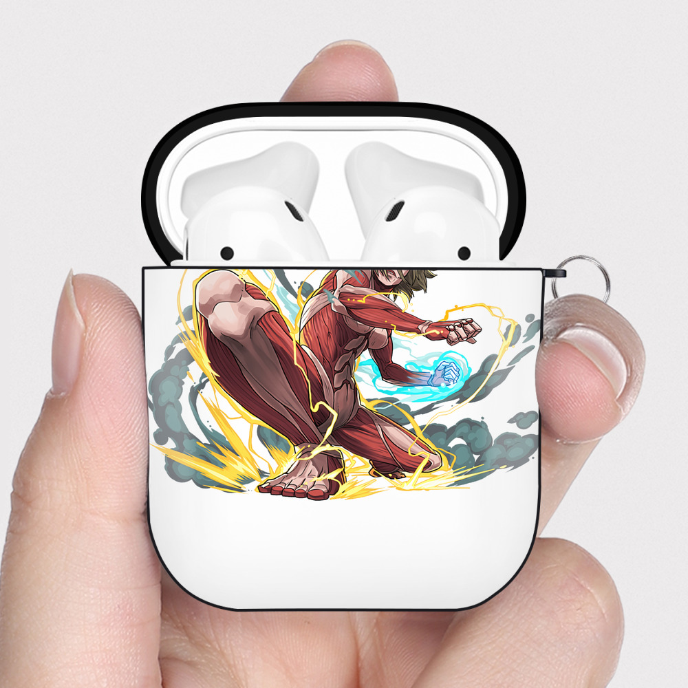 （画像用） 進撃の巨人 Attack on Titan AirPods 第2世代保護ケース ハードシェル ブラック 耐衝撃・防指紋・カラビナ付き