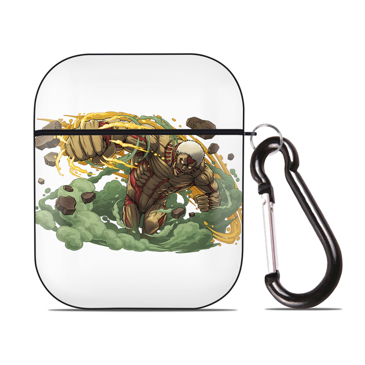 （画像用） 進撃の巨人 Attack on Titan AirPods 第2世代保護ケース ハードシェル ブラック 耐衝撃・防指紋・カラビナ付き