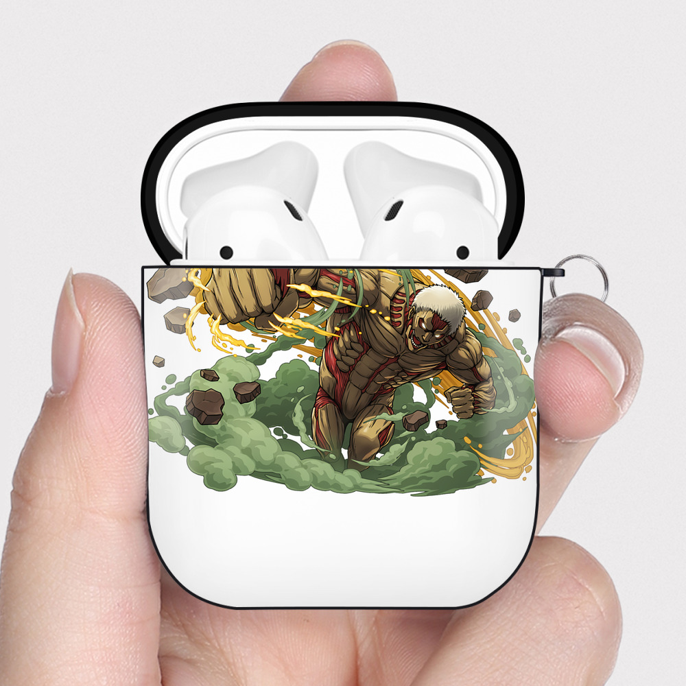 （画像用） 進撃の巨人 Attack on Titan AirPods 第2世代保護ケース ハードシェル ブラック 耐衝撃・防指紋・カラビナ付き