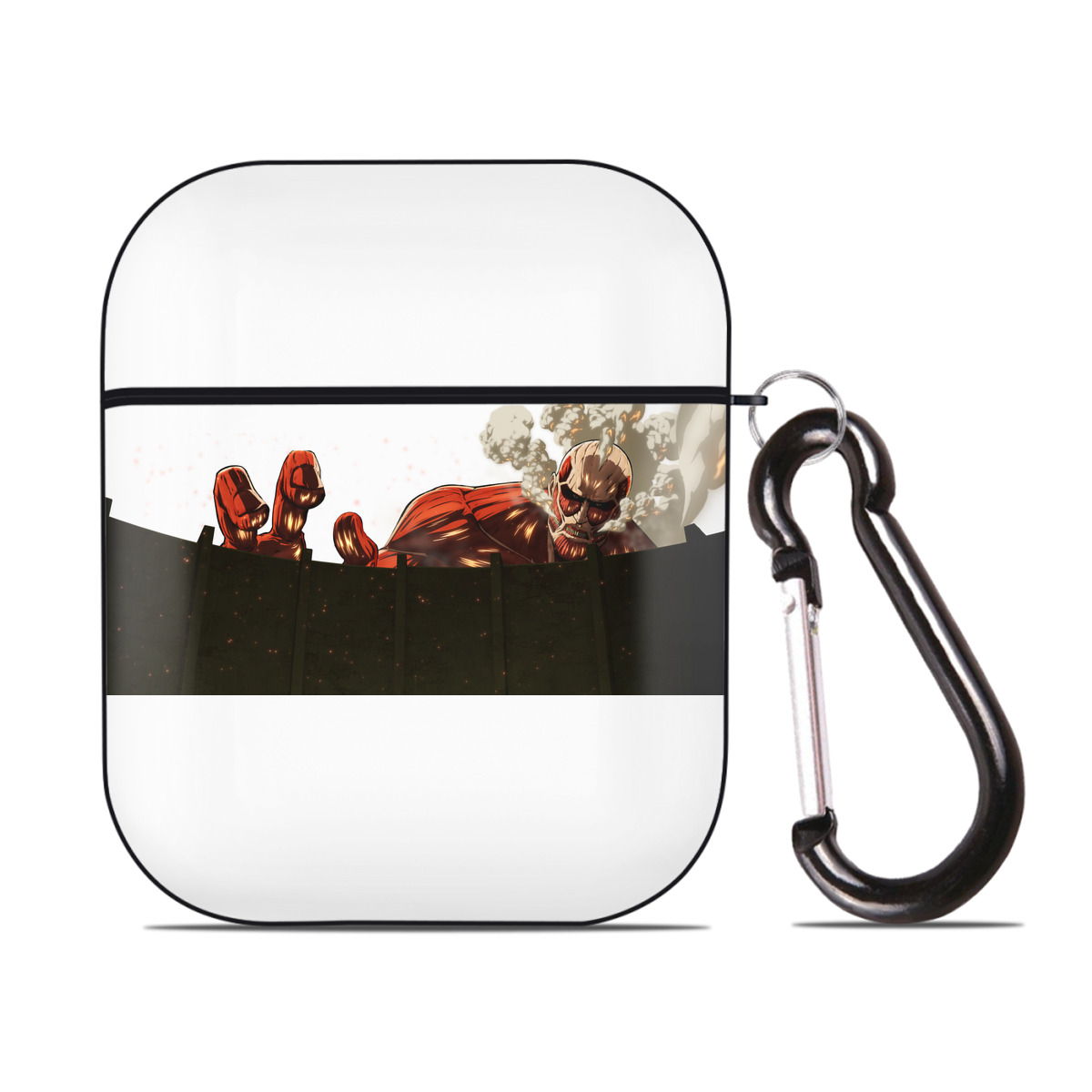 （画像用） 進撃の巨人 Attack on Titan AirPods 第2世代保護ケース ハードシェル ブラック 耐衝撃・防指紋・カラビナ付き