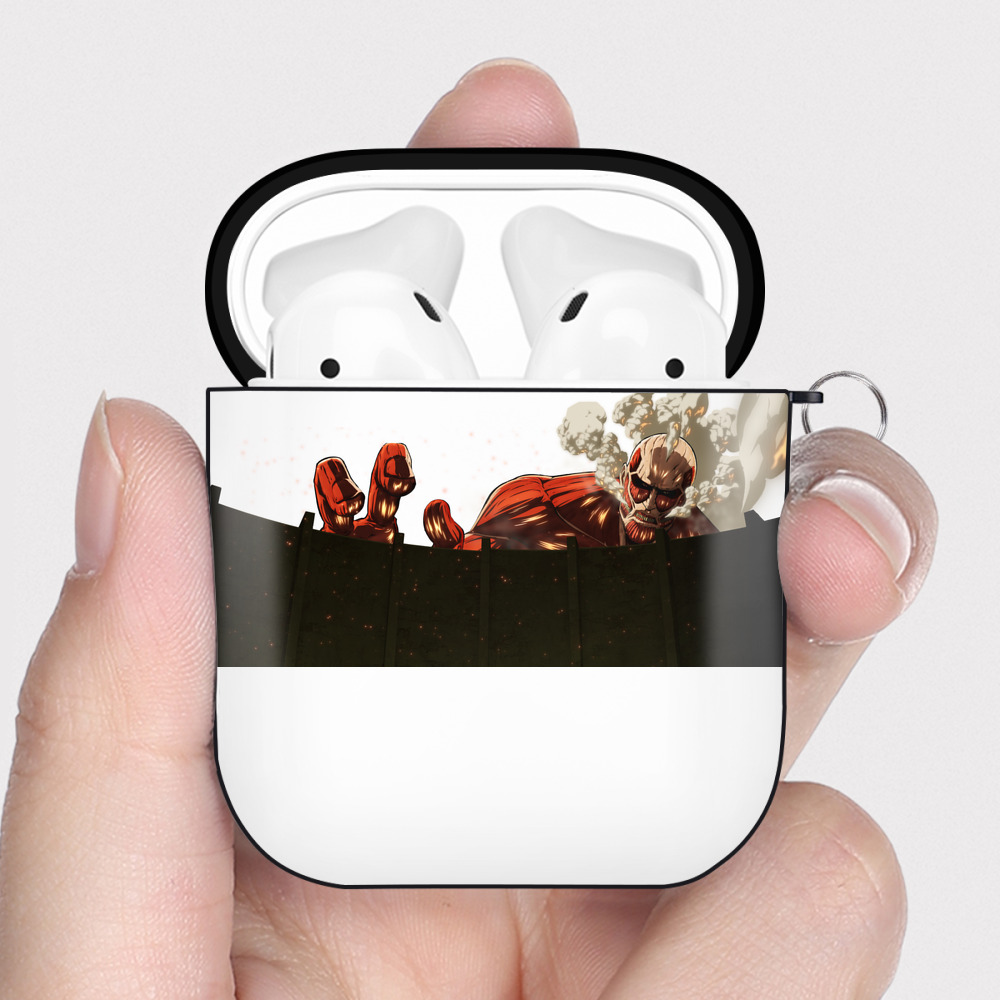 （画像用） 進撃の巨人 Attack on Titan AirPods 第2世代保護ケース ハードシェル ブラック 耐衝撃・防指紋・カラビナ付き
