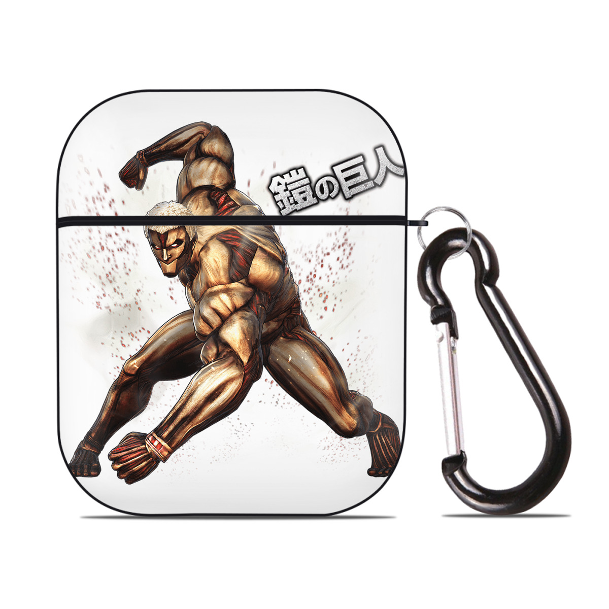 （画像用） 進撃の巨人 Attack on Titan AirPods 第2世代保護ケース ハードシェル ブラック 耐衝撃・防指紋・カラビナ付き