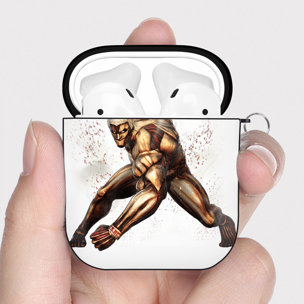 （画像用） 進撃の巨人 Attack on Titan AirPods 第2世代保護ケース ハードシェル ブラック 耐衝撃・防指紋・カラビナ付き