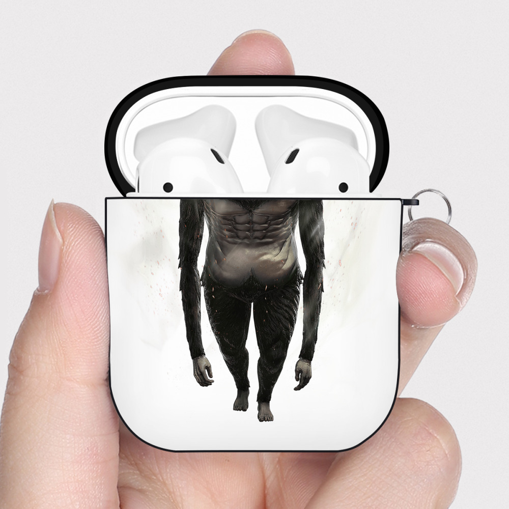 （画像用） 進撃の巨人 Attack on Titan AirPods 第2世代保護ケース ハードシェル ブラック 耐衝撃・防指紋・カラビナ付き