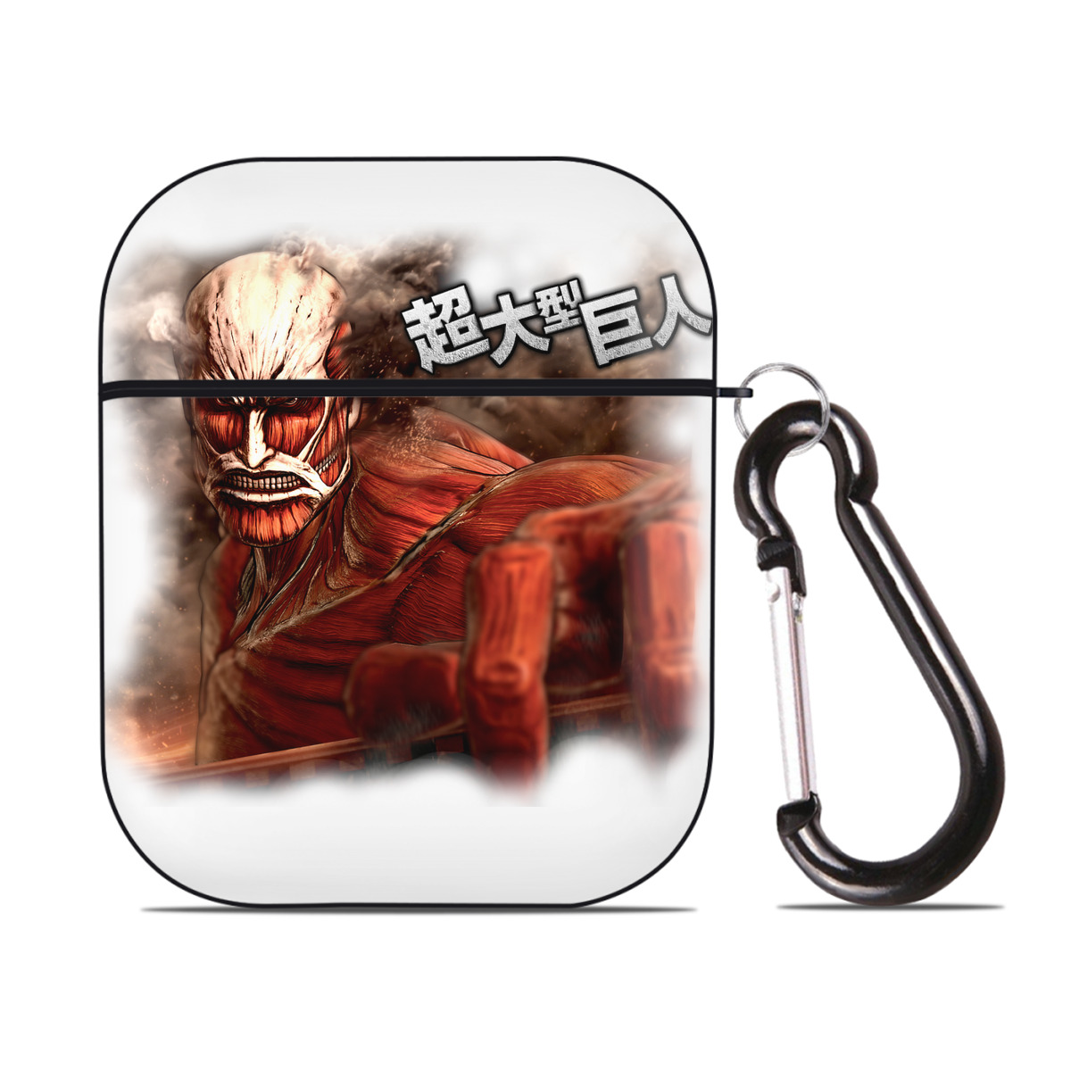 （画像用） 進撃の巨人 Attack on Titan AirPods 第2世代保護ケース ハードシェル ブラック 耐衝撃・防指紋・カラビナ付き
