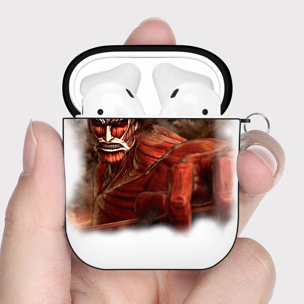 （画像用） 進撃の巨人 Attack on Titan AirPods 第2世代保護ケース ハードシェル ブラック 耐衝撃・防指紋・カラビナ付き