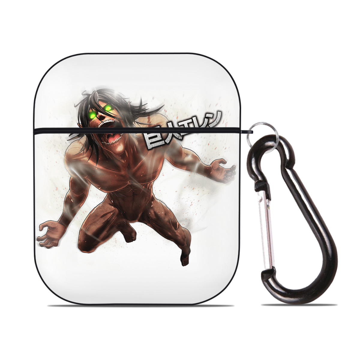 （画像用） 進撃の巨人 Attack on Titan AirPods 第2世代保護ケース ハードシェル ブラック 耐衝撃・防指紋・カラビナ付き