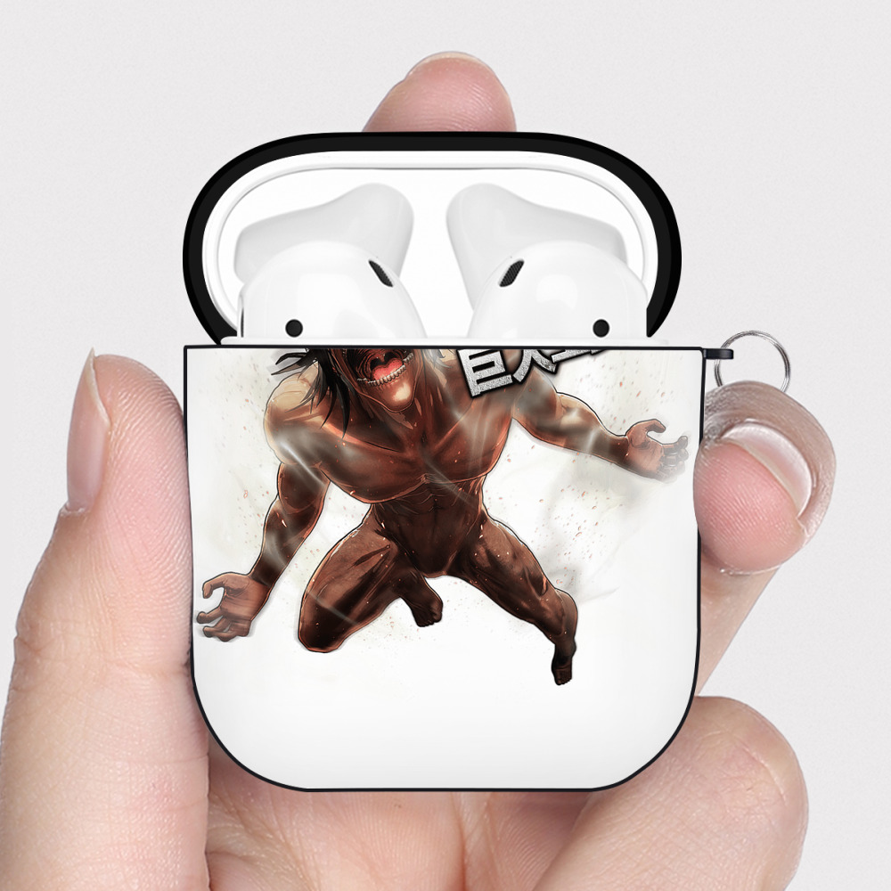 （画像用） 進撃の巨人 Attack on Titan AirPods 第2世代保護ケース ハードシェル ブラック 耐衝撃・防指紋・カラビナ付き