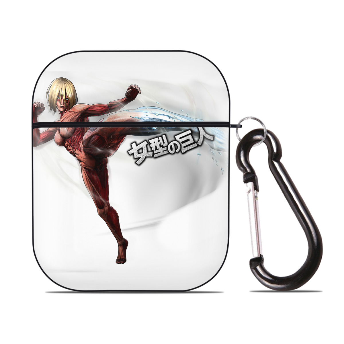 （画像用） 進撃の巨人 Attack on Titan AirPods 第2世代保護ケース ハードシェル ブラック 耐衝撃・防指紋・カラビナ付き
