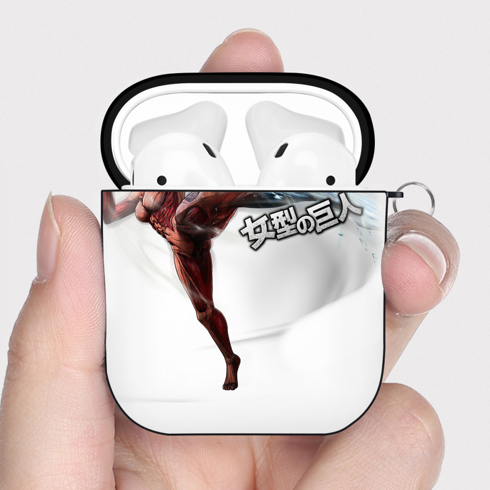 （画像用） 進撃の巨人 Attack on Titan AirPods 第2世代保護ケース ハードシェル ブラック 耐衝撃・防指紋・カラビナ付き