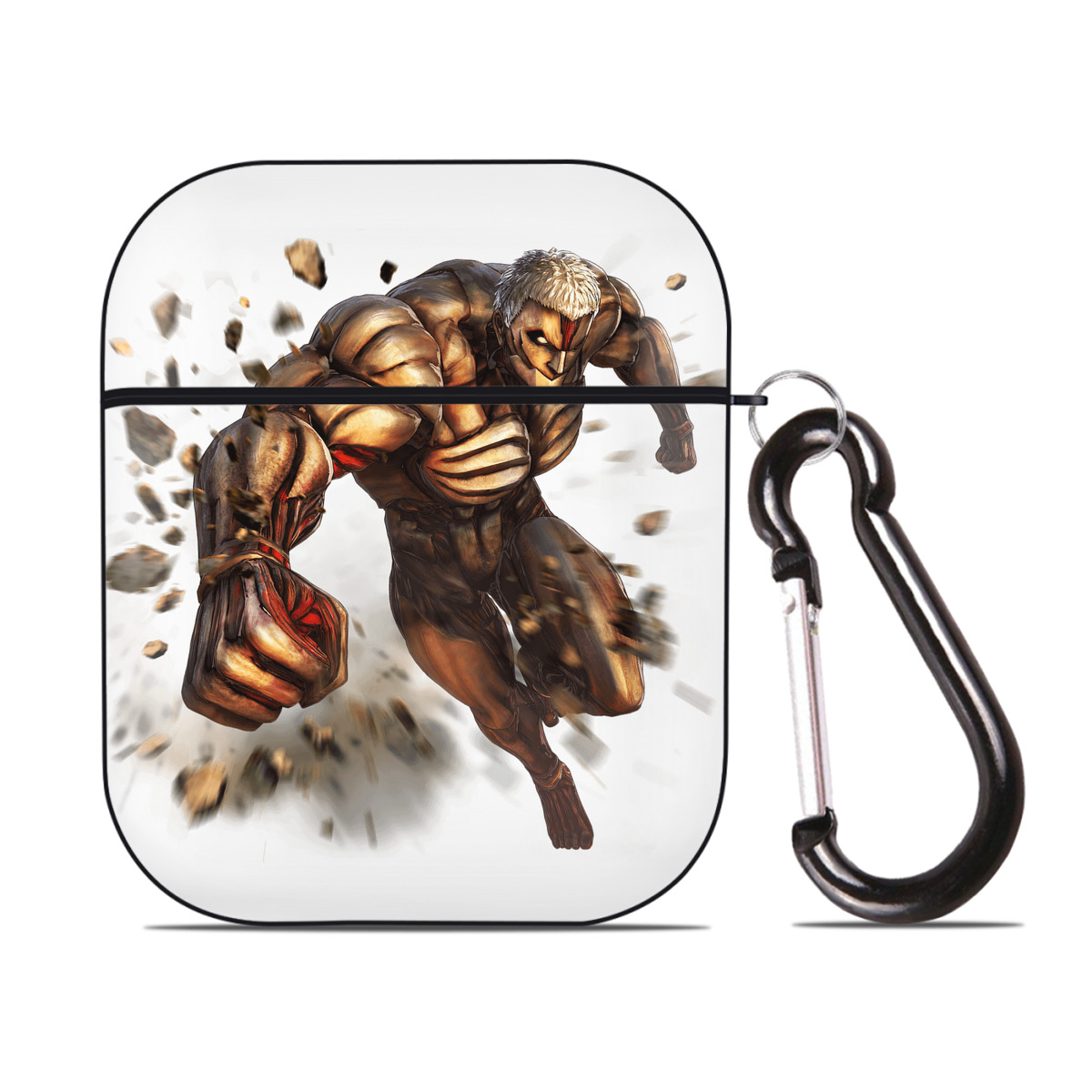 （画像用） 進撃の巨人 Attack on Titan AirPods 第2世代保護ケース ハードシェル ブラック 耐衝撃・防指紋・カラビナ付き